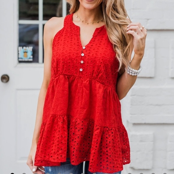 NWT Scarlet Red Babydoll Tank Top L - Picture 4 of 16